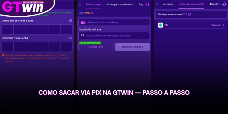 veja o passo a passo para solicitar um saque via pix na gtwin com segurança